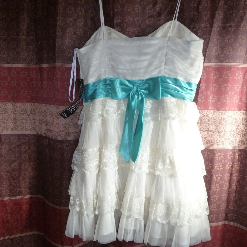 NEW Pretty Masquerade Strapless Party Tulle  & Lace Prom Dress Sz13/14